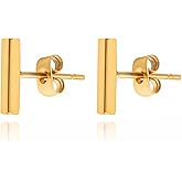 Altitude Boutique 18K Gold or Silver Plated Bar Stud Earrings | Hypoallergenic Small Bar Earrings for Women | Delicate Jewelry