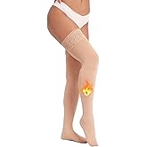 MERYLURE Warm Thick Thigh High Socks, Fleece Lined Stay Up Lace Top Stockings, Winter Tall Long Women Boots Leg Warmers