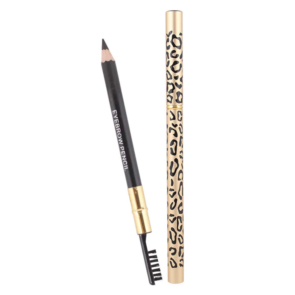 Minkissy 2pcs Leopard Eyebrow Pencil Long Lasting Eyebrow Pencil Waterproof Wooden Eyebrow Pencil Makeup Cosmetic Tool for Ladies (Black)