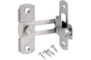 TAROSE Flip Door Sliding Latch, 90 Degree Stainless Steel Latch, Safety Door Lock, Right Angle Curved Door, Buckle, Brushed Finish