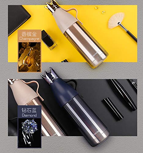 Yisinga Blue Crown thermos insulated stainless steel sports water bottle double wall vacuum Cup thermos flask with cup lid for drinks Gradient color creative thermos with cup on top for sports…
