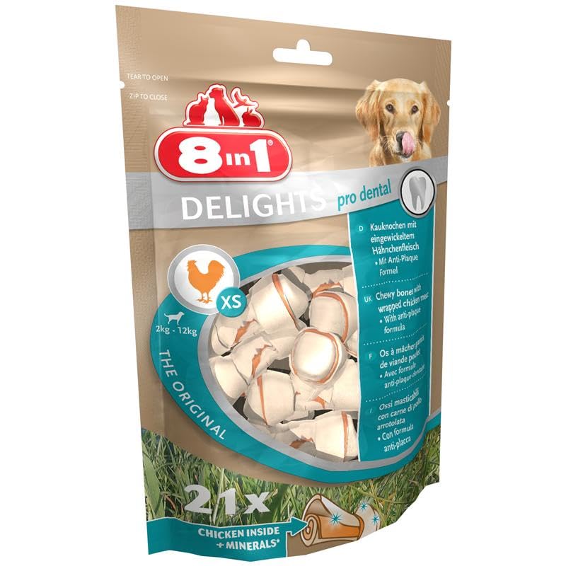 8in1 Dental Delights Value Bag - Chewy Bones for Dogs - Size XS