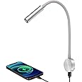acegoo RV LED Reading Light 12V Flexible Gooseneck Wall Lamp for RV Boat Camper Van Bedside or Seat Reading, Inbuilt USB Charger & Red Night Light DC12-24V Hard-wired