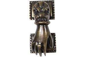 Renovators Supply Manufacturing Door Knockers for Front Door 4 in. Antique Brass Ladies Hand Shaped Door Knocker with Mounting Hardware