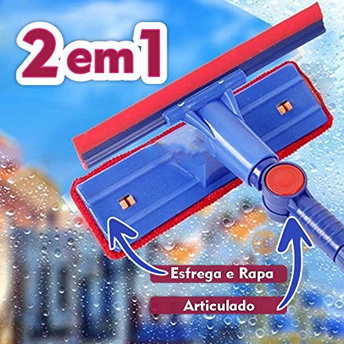 Rodo Limpa Vidro Box Janela Azulejo Carro Cabo Extensível Multiuso 2 em 1 | Rodinho, Esfregão, Mop, Retratil