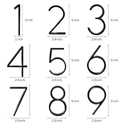 Floating Modern House Numbers 5 inch, Deamos Zinc