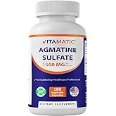 Vitamatic Agmatine Sulfate 1500mg Per Serving - 180 Veg Capsules - Made in The USA - Non-GMO & Gluten Free