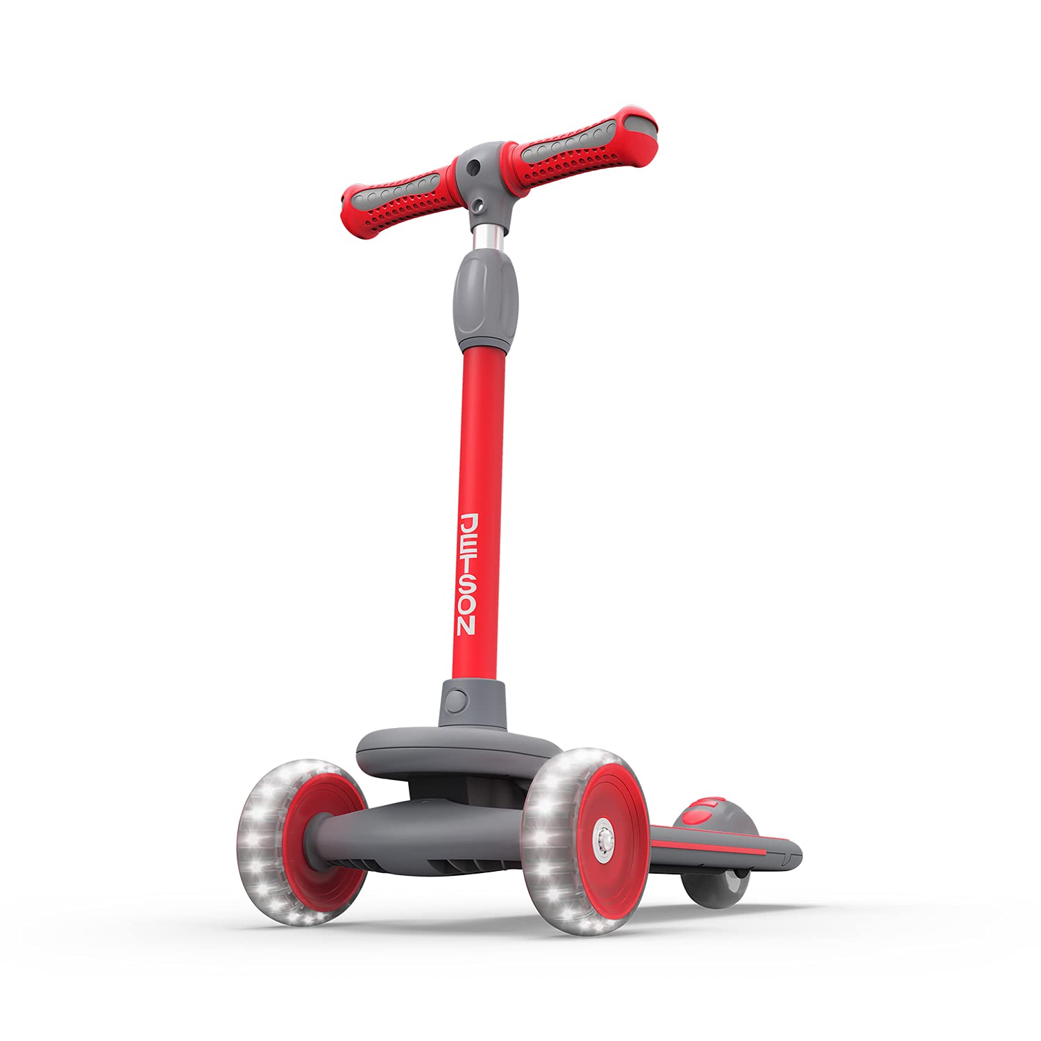 Gleam Kids Kick Scooter | LED Light-Up Wheels | Rear Foot Brake | Adjustable Handlebar | Wide Deck | Lean-to-Steer | Three Wheels | 5” Front Wheels | 3.5” Rear Wheel | Ages 3+