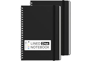 BEYONG Spiral Journal Notebook - 2 Pack Small Size, Lined Journals for Writing, Journaling, Note Pad, Diary, Work & School, Men & Women (Black, 5x7)