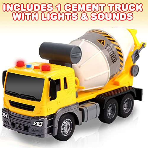 ArtCreativity Light Up Cement Truck, Cement Mixer Toy Truck with Lights