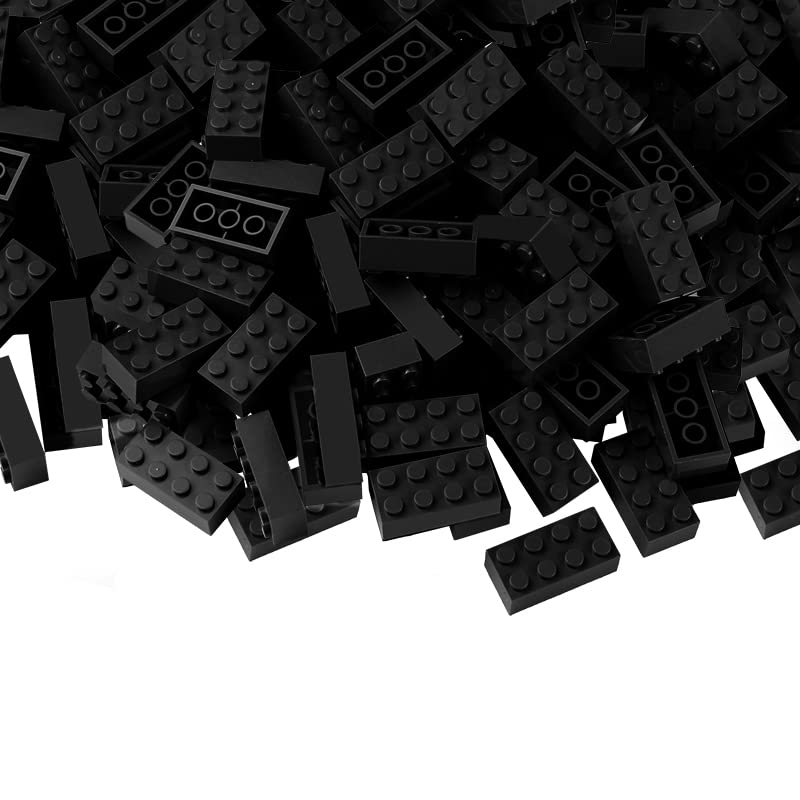 320 Pieces 2x4 Black Bricks Classic Building Creative Play Blocks Set Parts Toy Accessories Compatible with 3001 Major Brick Brands (Black)