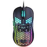 VANEX V02 Wired RGB Gaming Mouse Ergonomic, Honeycomb Shell Mouse, 6 Programmable Buttons, 7200 DPI, 1.5m Cable