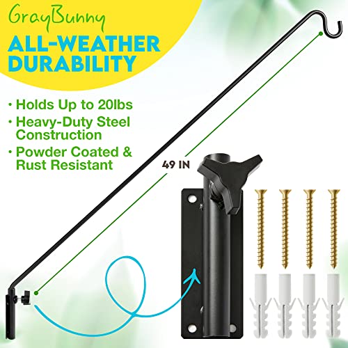 Extended Bird Feeder Pole 49" Heavy Duty Deck Hook Wall Mounted, Bird Feeder Hanger for