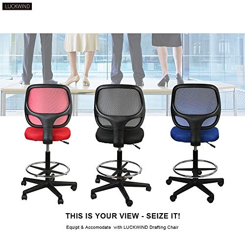LUCKWIND Office Drafting Chair Mesh Armless Task Ergonomic Lumbar Support Mid Back Computer
