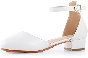 Secret Slippers Girls Glitter Dress Shoes - Closed Toe Chunky High Heels with Ankle Strap for Back to School Bash, Weddings, Parties (Big Kid)