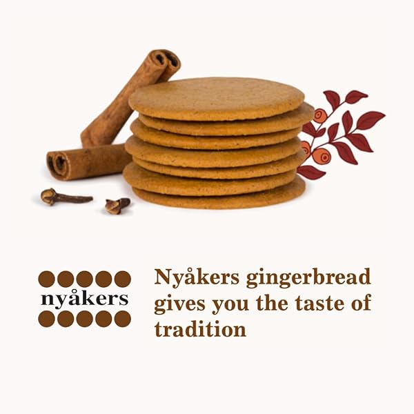 NYAKERS GINGER SNAPS COOKIES, ORIGINAL, AUTHENTIC SWEDISH GINGERBREAD, BLEND OF GINGER, CLOVE, CINNAMON, VEGAN, BOTANICAL MAILING TIN, 26.4 OZ