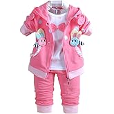 Yao 6M-4Y 3pcs Baby Girl Casual Hoodie Jacket Cotton T-Shirt Pants Sweater