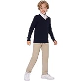 SMINLING Pinker Boys Sweater Pullover School Uniform V-Neck Soft Cotton Clothing
