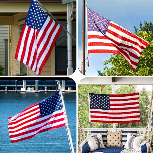 DERJLY American Flag 3x5 Ft Outdoor: All Weather High Wind US Flag Duty Heavy Tearproof Spun Polyester Sided Embroidered Star Brass Grommets Waterproof Tough