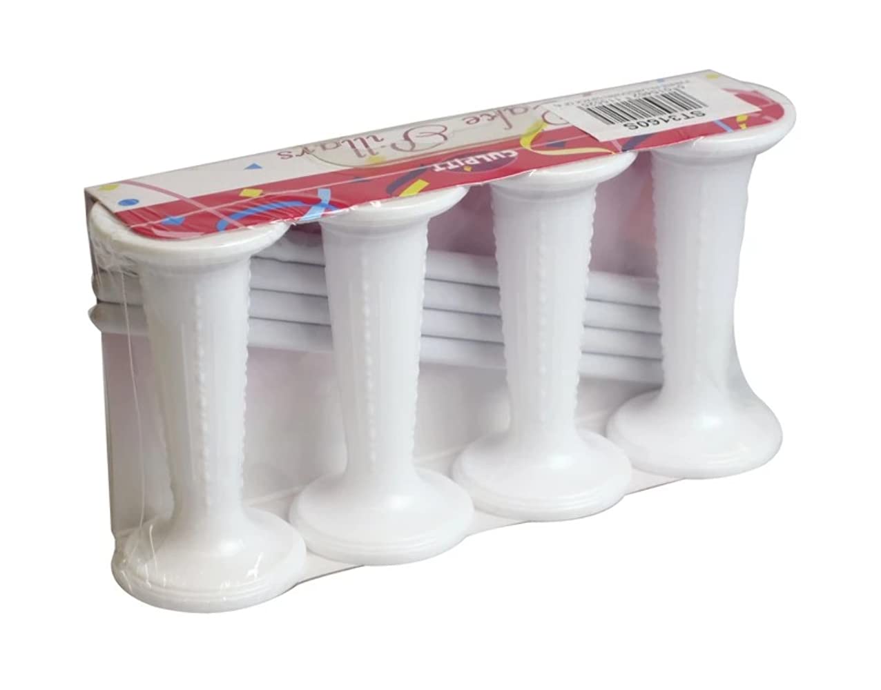 3" White Plastic Round Pillar and Dowel Set - Pack of 4