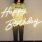 DIVATLA 66"/39" Extra Large Happy Birthday Neon Sign for Birthday Party Decor, Light Up Happy Birthday Led Signs for Backdrop, Neon Birthday Sign for Any Ages Bday Celebration, Warm White Happy Birthday Sign