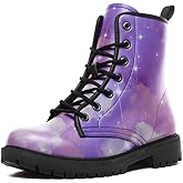 AWSOLE Fashion Ankle Boots For Men Women Floral Mushroom Star Trendy Lace Up Unisex Booties Combat Trendy Street Wear Boots