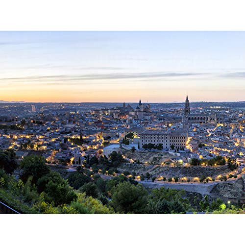 Chensiyuan Evening Sunset Toledo Spain City Panorama Left Art Print Canvas Premium Wall Decor Poster Mural