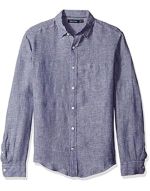 Men's Long Sleeve Solid Color Button Down Linen Shirt