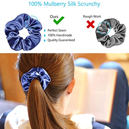 Bersiler Satin Hair Scrunchies, Hair Ties for Women Teenage Girls, Regular Elastic Ropes Hair Bands, Satin Hair Ties - 3 Pack