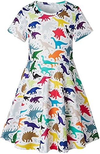 RAISEVERN Lady’s Brief Sleeve Costume Informal Swing Twirl Skirt for Vacation Theme Occasion 2-9T