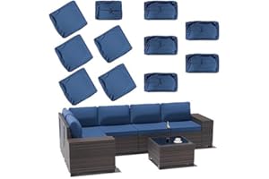 Kullavik Outdoor Patio Cushion Cover,Washable Furniture Cover,Smooth and Thick Zipper Cover,Suitable for Replacement Sofa Seat,Navy Blue (Cover Only)