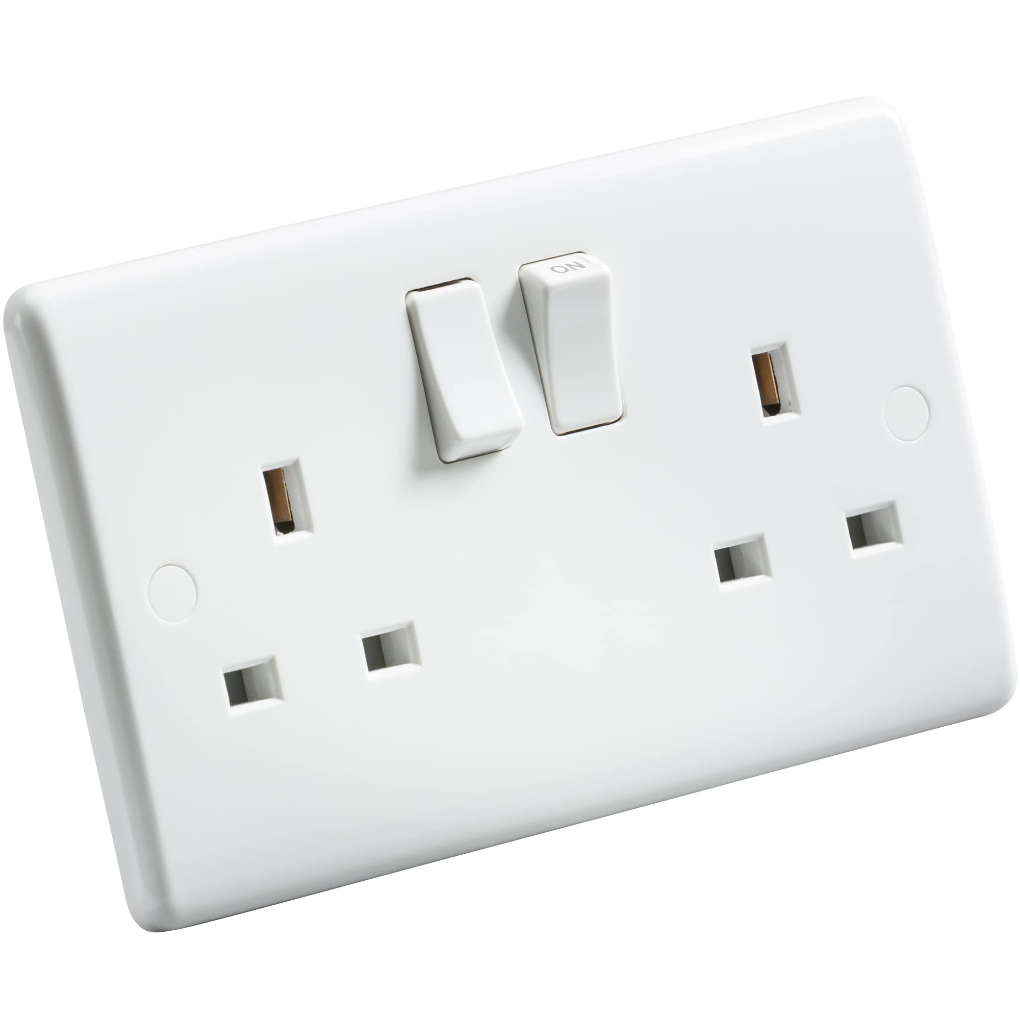 Knightsbridge CU9000S Curved Edge 13 A 2 Gang SP Switched Socket, 230 V, White