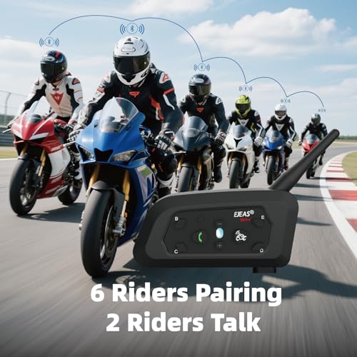 EJEAS V6 Pro + Casque de moto Bluetooth 5.1, version améliorée V6 Pro, équipé d'une interface de type C (lot de 2)