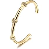 CIUNOFOR 18K Gold Filled for Women, 6.5" Inner Circ.Bracelet Bangle with Cubic Zirconia Stones Hinged Jewelry with Crystal, Fits 5.8”–6.5” Wrists