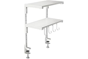 AUATRONNE 2-Tier Clamp On Desk Shelf, Clamp on Desk Shelf, 13 inch Adjustable Above or Under Wood Desk Storage Shelves, Heavy