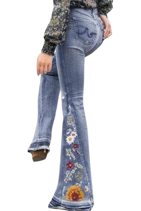 Lxitoler Goth Pants for Women Bell Bottoms Jeans for Women Plus  