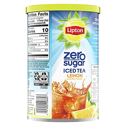 Lipton Zero Sugar Iced Tea Mix, Lemon Low Calorie, 8.1 Ounce (Pack of 6