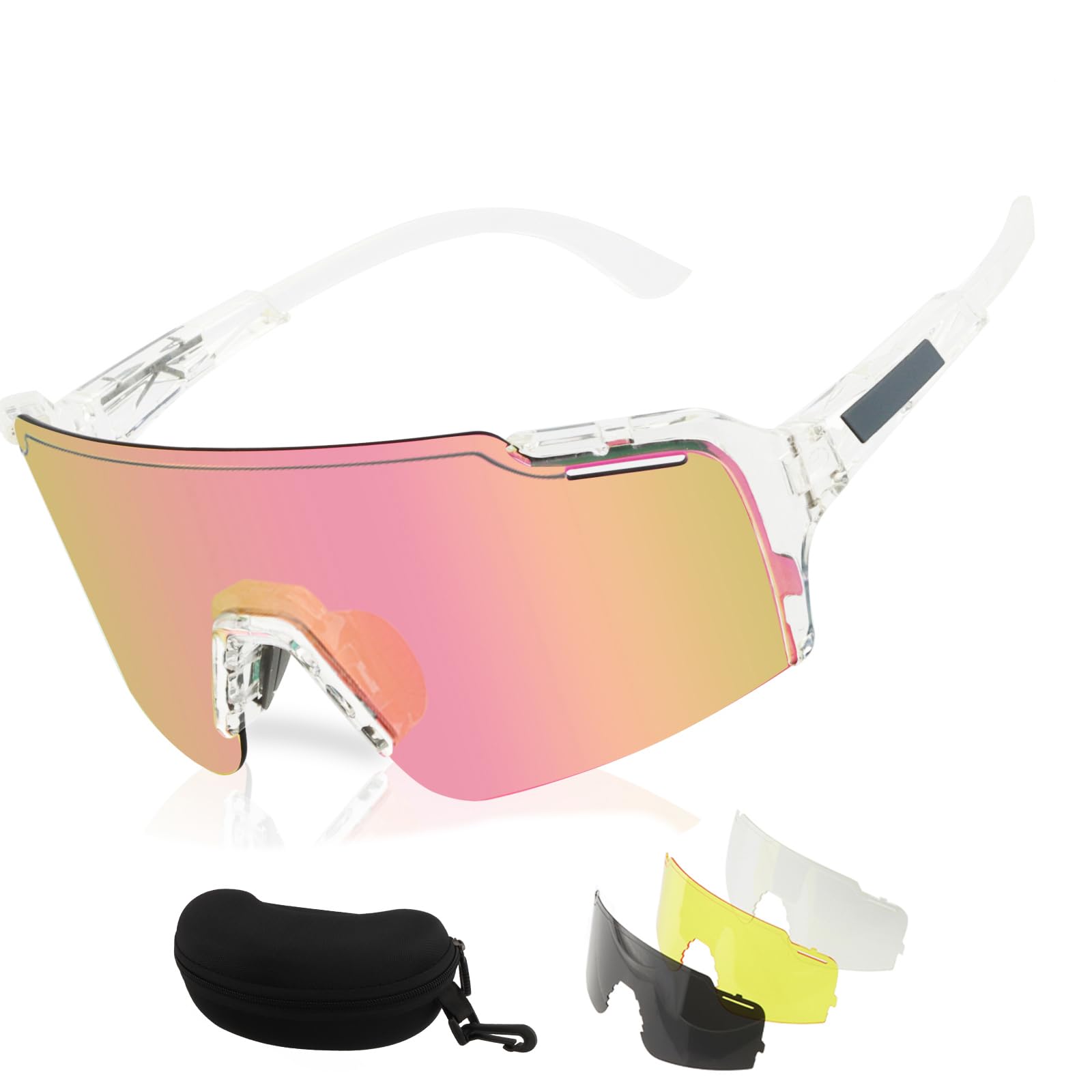 ToopMount Polarized Cycling Glasses, Sports Sunglasses with 2 Interchangeable Lenses, Anti-Fog Goggles of TR90 Full Rim Frame for Men & Women Hiking Fishing Baseball Golf