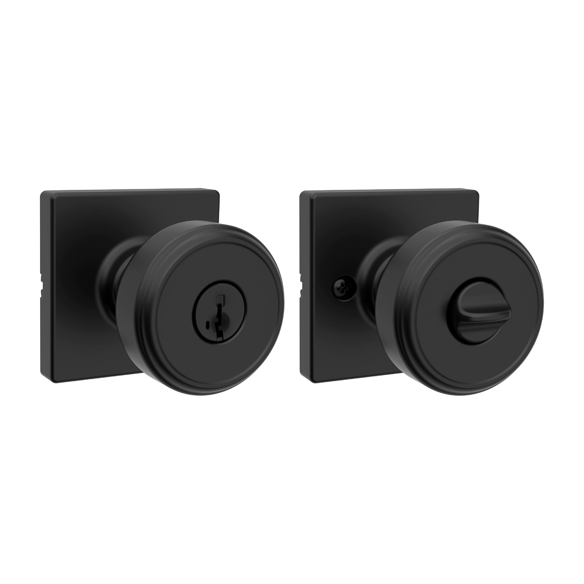 Photo 1 of **KEY NON-FUNCTIONAL / POSSIBLY FOR PARTS*** Kwikset Maven Entry Door Knob with Lock and Key, Secure Keyed Handle Exterior, Square Front Entrance and Bedroom, Matte Black, Pick Resistant SmartKey Rekey Security and Microban