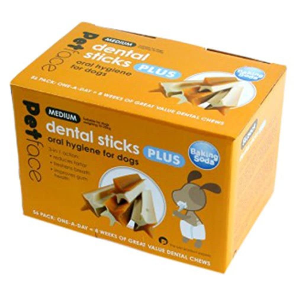 Petface 3-in-1 Dog Dental Sticks, Medium, 56-Piece
