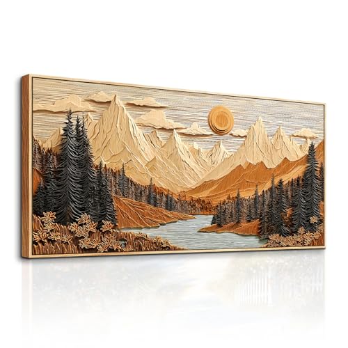 hyidecorart Montaña Bosque Moderno Marcos Cuadros Decoracion 50x100 cm | Motivos Finos, Impresión HD, Grandes Formatos, Fácil de Colgar, Tejido de Lienzo, Decoración Mural Tranquila, Arte Regalo