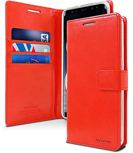 GOOSPERY Galaxy Note 8 Case for Samsung Galaxy Note 8, [Drop Protection] Blue Moon [Wallet Case] PU Leather with Shock Absorbing TPU Casing [ID Card & Cash Holders] (Red) NT8-BLM-RED