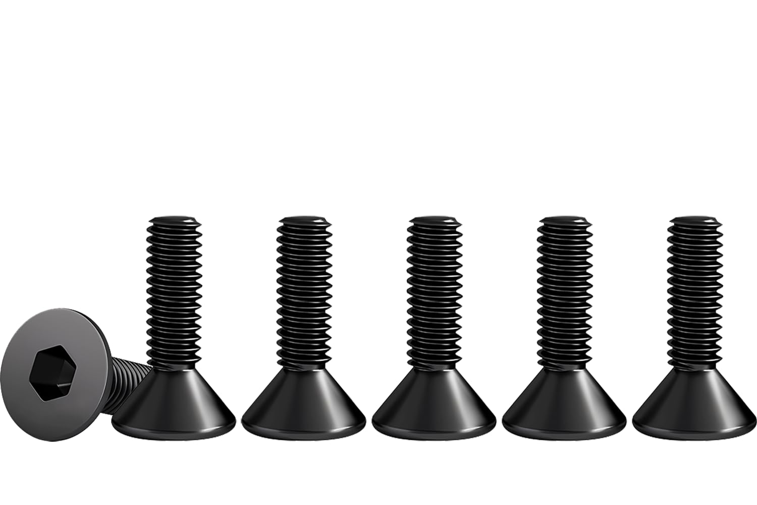 Drenky M3 X 12mm Hex Socket Countersunk Bolts, 50 Pcs Black Countersunk Screws DIN 7991 / ISO 10642 304 Stainless Steel Flat Head Hex Socket Cap Screws Fully Thread Machine Screws, Rustproof — image 1