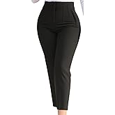utcoco Womens Stretchy High Waisted Skinny Pants Business Casual Pleated Pencil Trousers with Pockets