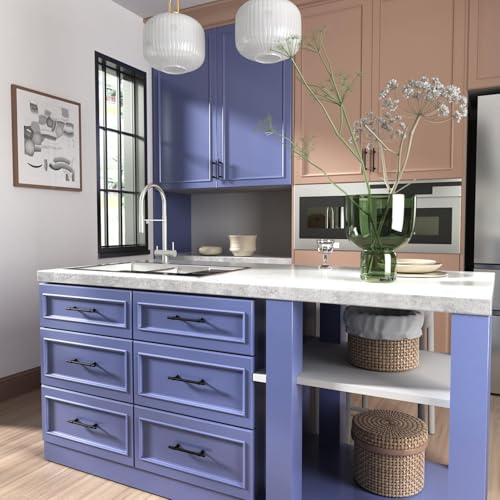 LONTAN 15 Pieces Kitchen Handles 128 mm Distance Black Handles Drawers Stainless Steel Furniture Hardware Minimalist Design for Dresser Drawers and Kitchen Cabinets