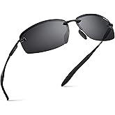 Xagger Polarized Driving Sunglasses for Men Rimless Metal Frame UV400 Protection Sun Glasses