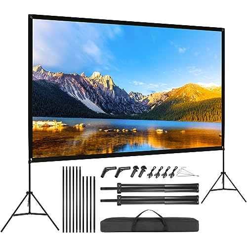 VISULAPEX 120" Projection Screen with Stand, 4K HD 16:9 Foldable Screen Projector on Stand, Tripod Screen with Portable Bag for Cinema Home Office Travel