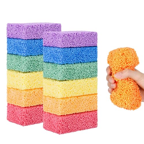 TERRIFI 12 Blocks Modeling Foam Beads for Kids - Foam Clay for Kids Education, Preschool Toys - Develop Creativity, DIY Art Crafts, Never Dries Out Preschool Toys Motor Skills, Use ManyTimes(6 Colors)