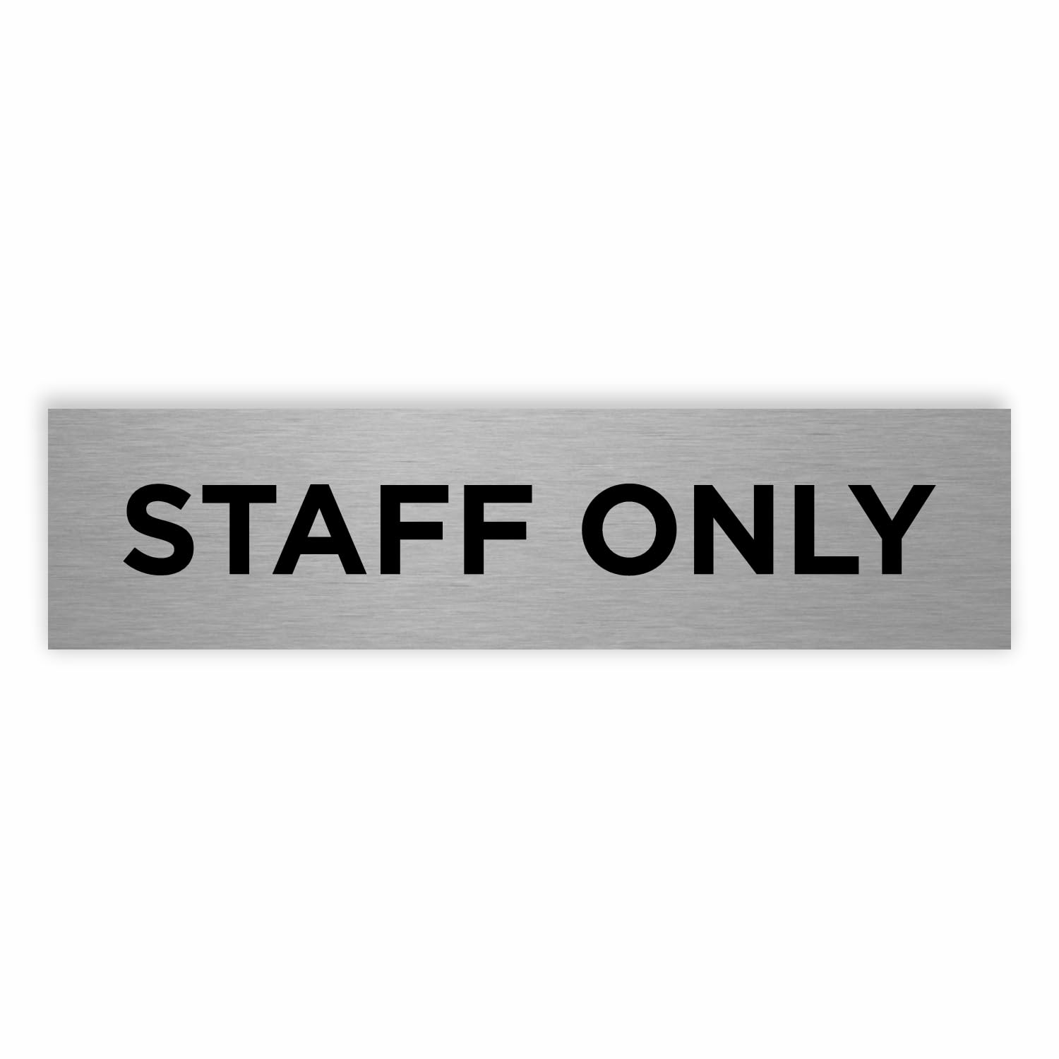 Slimline Aluminium Staff Only Door Sign from ViroDisplay® - Brushed Silver - 200 x 50mm - Durable Printed Surface - Self-Adhesive Fixing — image 1