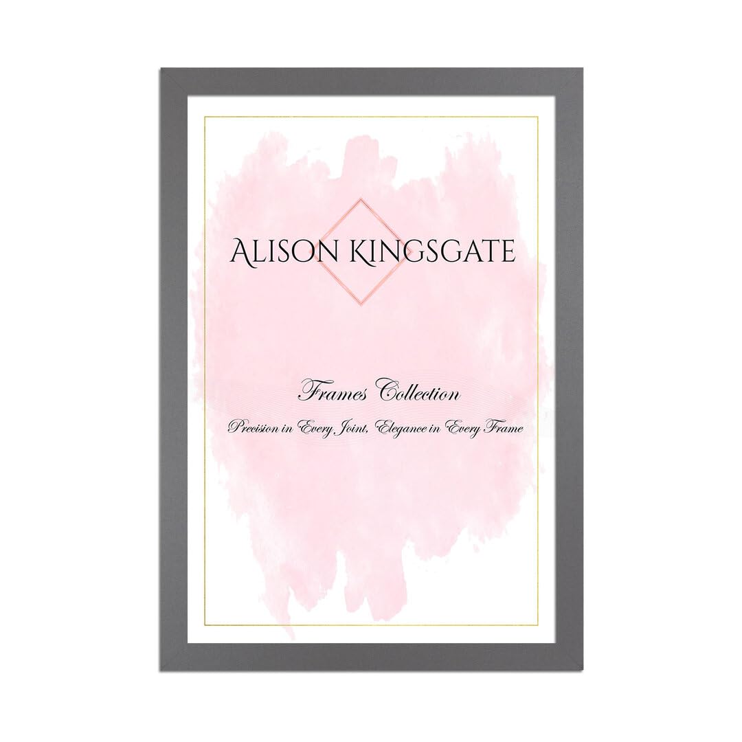 Alison Kingsgate Sleek A3 Picture Frame - Engineered Wood with Shatterproof Perspex Front -Perfect for Photos, Posters, Certificates -Suitable for Wall Mount or Tabletop Display - Dark Grey